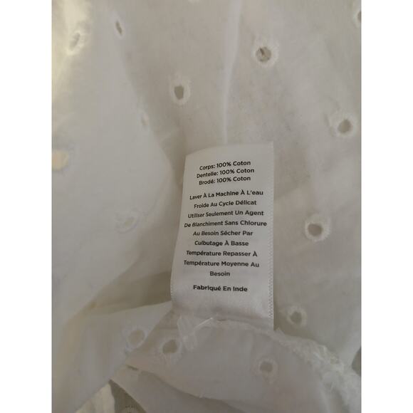 Talbots 100% Cotton Eyelet Peasant See Thru Lace Overlay Blouse Petite Small - Picture 7 of 8